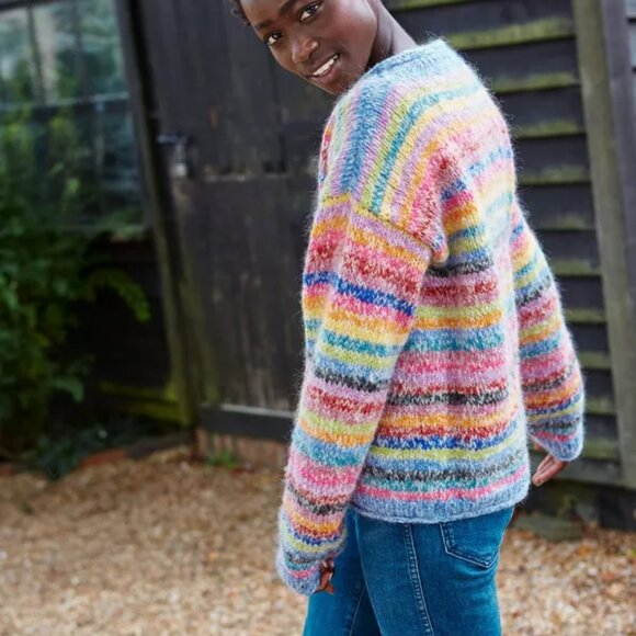 Pachamama San Francisco Sweater Rainbow Hand Knitted Mohair Wool Women's Sz S B6 - Picture 6 of 16